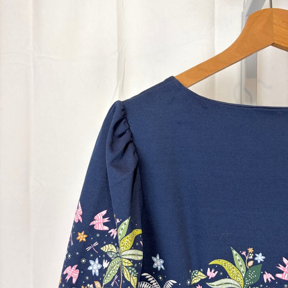 NWT BODEN Floral Puff Sleeve Knit Dress D0167 Pockets Blue Multi UK 18 US 14 - Picture 6 of 8